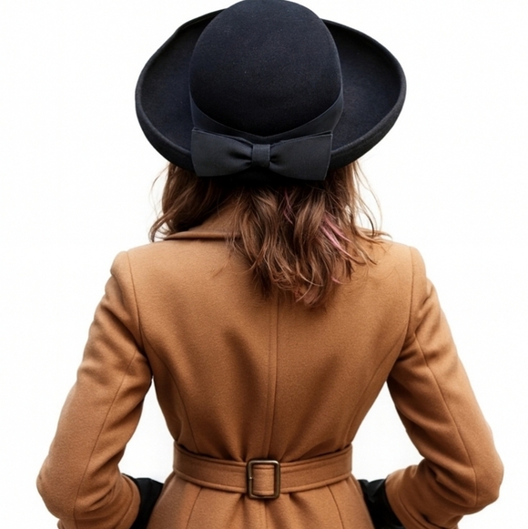 Vintage Blaxk Wool Small  bowler style‎ wool hat main image 7